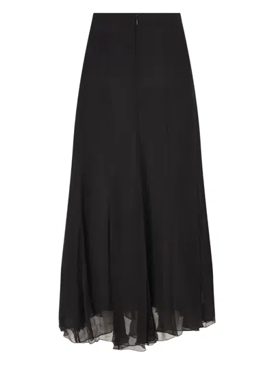 Chloé Maxi Skirt With Sheer Overlay And Flowy Design In Black