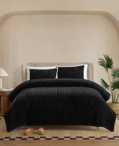 Macy's Avery Ribbed 2-pc. Comforter Set, Twin/twin Xl In Black