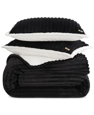 Macy's Avery Ribbed 2-pc. Comforter Set, Twin/twin Xl In Black