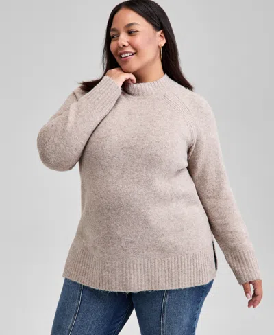 And Now This Trendy Plus Size Mock-neck Sweater, Macy's Exclusive In Multi