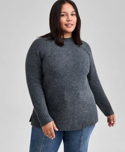 And Now This Trendy Plus Size Mock-neck Sweater, Macy's Exclusive In Animal Print