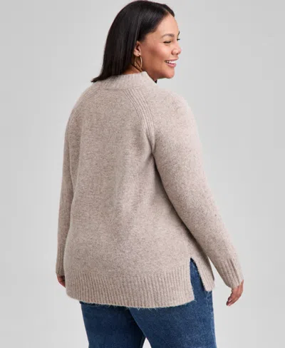 And Now This Trendy Plus Size Mock-neck Sweater, Macy's Exclusive In Multi