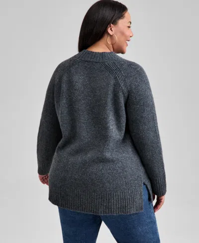 And Now This Trendy Plus Size Mock-neck Sweater, Macy's Exclusive In Animal Print