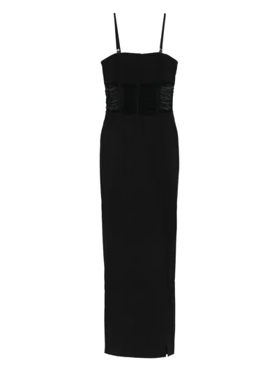 Patrizia Pepe Mesh-panelled Maxi Dress In Black