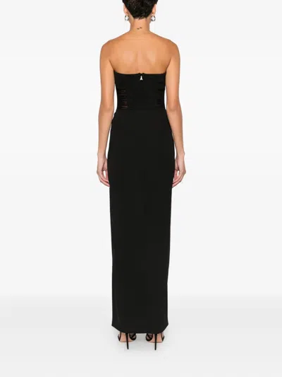 Patrizia Pepe Mesh-panelled Maxi Dress In Black