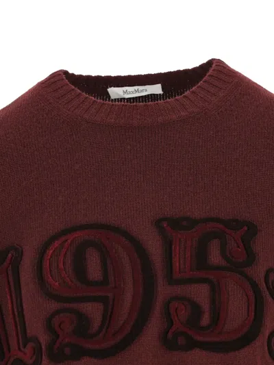 Max Mara Burgundy Wool Blend Fido Sweater In Brown