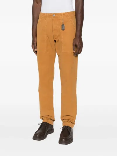 Chesapeake's Relaxed Fit Brown Trousers With Functional Pockets In Yellow