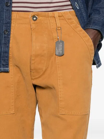 Chesapeake's Relaxed Fit Brown Trousers With Functional Pockets In Yellow
