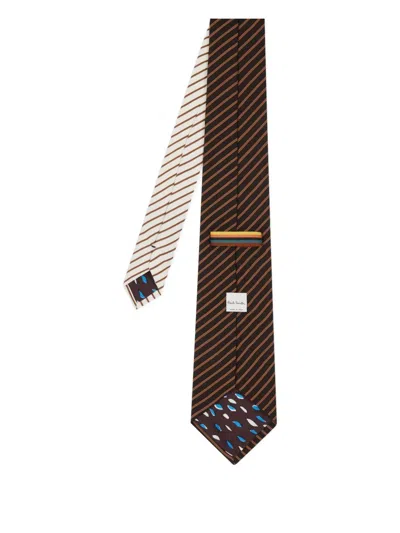 Paul Smith Brown Mixed Stripe Tie In Brown