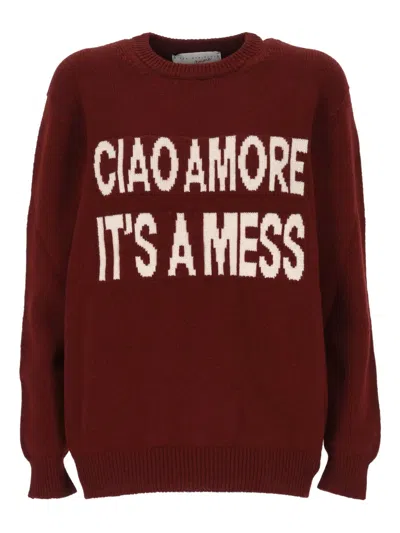Giada Benincasa Ciao Amore Jacquard-intarsia Sweater In Burgundy