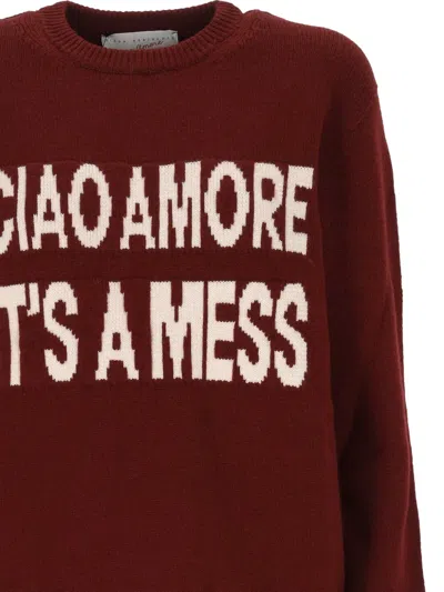 Giada Benincasa Ciao Amore Jacquard-intarsia Sweater In Burgundy