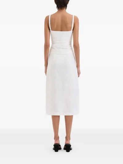 Sir Womens Ivory Alessandra Embroidered Linen Midi Skirt Xs In White