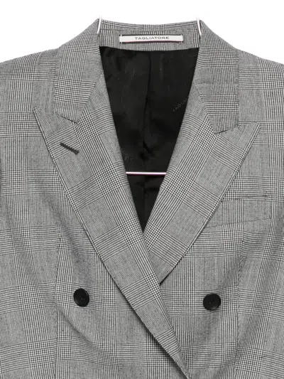 双排扣格纹羊毛西装夹克