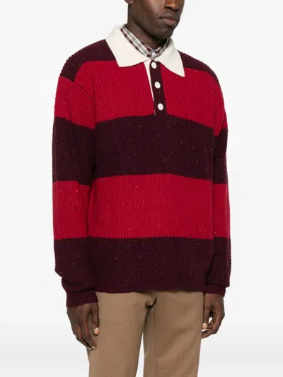 条纹POLO领毛衣