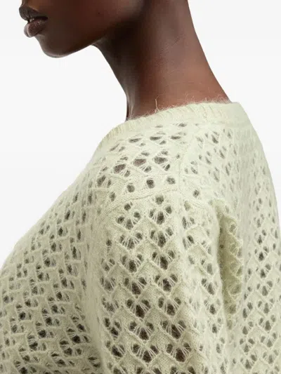 Allsaints Vivian Button-front Eyelet Cardigan In Green