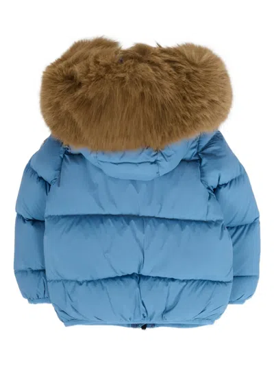 Colmar Light Blue Down Jacket For Baby Boy With Logo In Blue