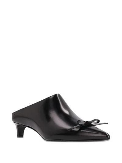 蝴蝶结细节皮质穆勒鞋（2.5厘米）