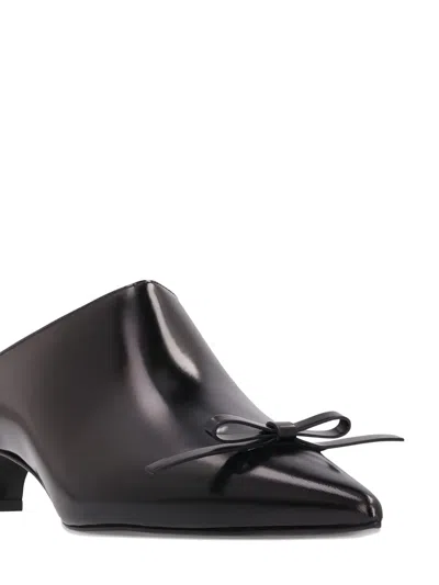 蝴蝶结细节皮质穆勒鞋（2.5厘米）
