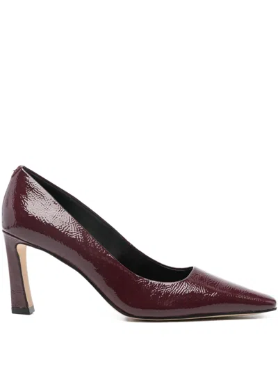 Michael Kors Mid-heel Pumps In Calfskin With Glossy Finish In Burgundy