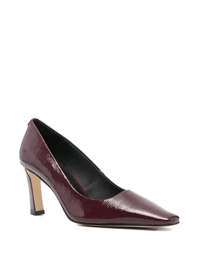 Michael Kors Mid-heel Pumps In Calfskin With Glossy Finish In Burgundy