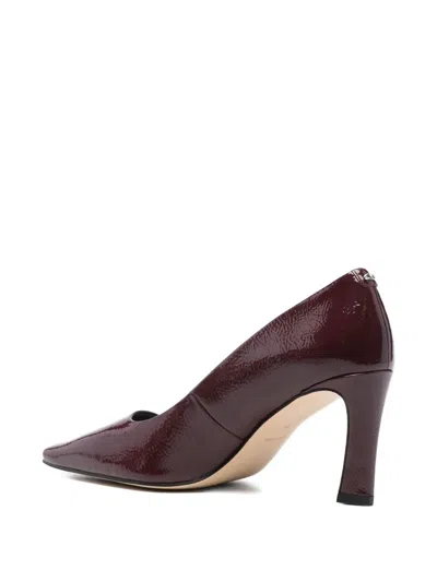 Michael Kors Mid-heel Pumps In Calfskin With Glossy Finish In Burgundy