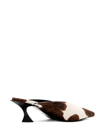 Mugler 55 Fang Cowhide Pointed-toe Mules In Brown