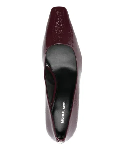 Michael Kors Mid-heel Pumps In Calfskin With Glossy Finish In Burgundy