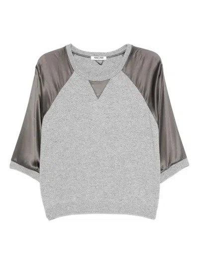 插肩式衣袖缎面拼接T恤