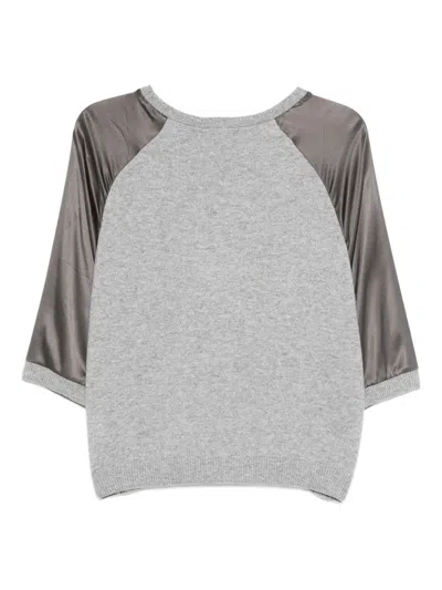 插肩式衣袖缎面拼接T恤