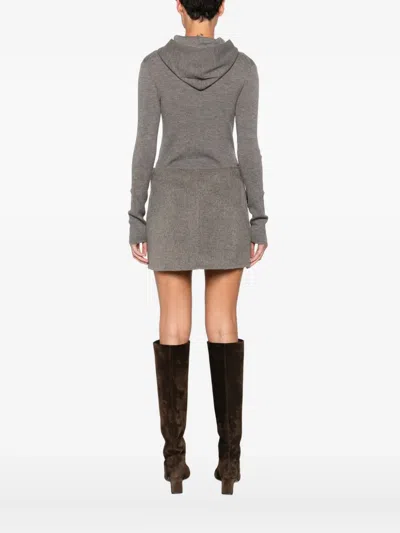 P.a.r.o.s.h Hooded Ribbed Bodysuit In Gray