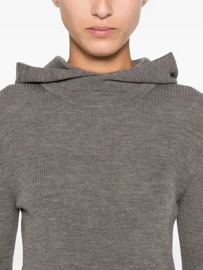 P.a.r.o.s.h Hooded Ribbed Bodysuit In Gray