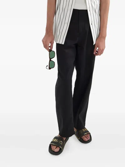 Versace Black Sandals With Logo Printed On The Front In Black