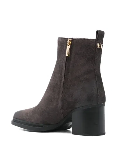 Michael Kors Lex Bootie High Heels Ankle Boots In Brown Suede In Brown