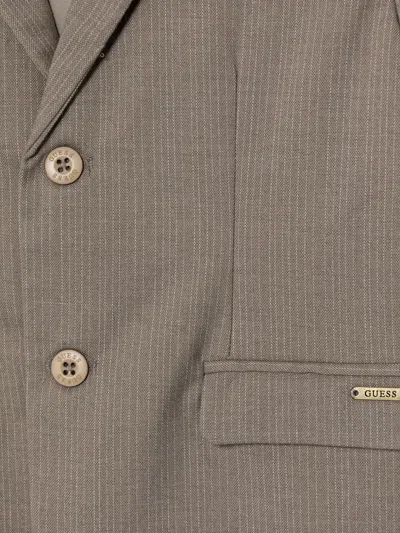 Guess Pinstripe Three-button Blazer In Neutral