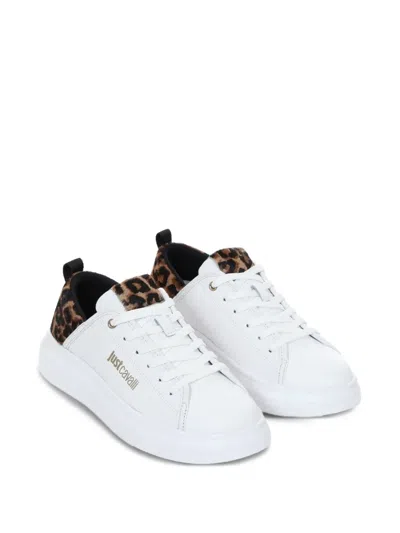 Just Cavalli Leopard-print Panel Sneakers In White