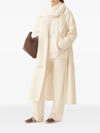 Fabiana Filippi White Hoodie With Drawstring Hood In Wool Blend Woman In White