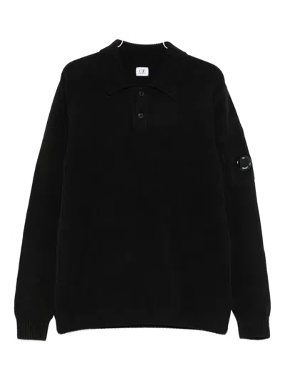 C.p. Company Ribbed Polo Shirt In Black