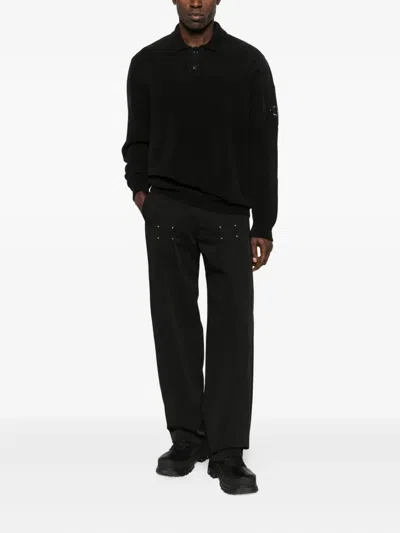 C.p. Company Ribbed Polo Shirt In Black