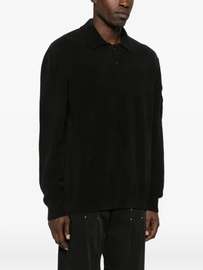 C.p. Company Ribbed Polo Shirt In Black