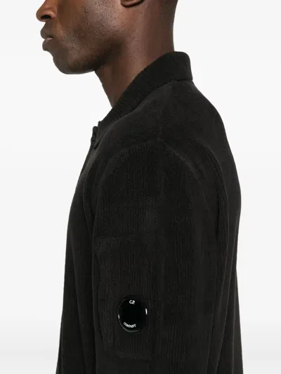 C.p. Company Ribbed Polo Shirt In Black