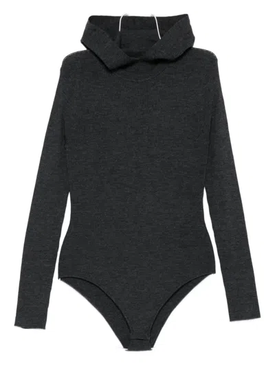 连帽罗纹连体衣