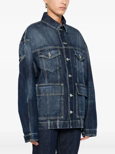 Jean Paul Gaultier Drop-shoulder Denim Jacket In Blue