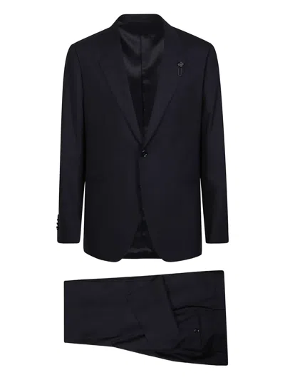 Lardini Single-button Wool Suit In Blue