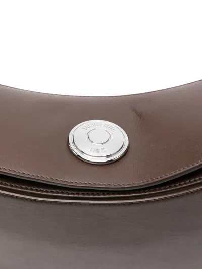 Jacquemus Le Calisso Rond Large Brown Shoulder Bag With Adjustable Strap And Embossed Logo In Leathe