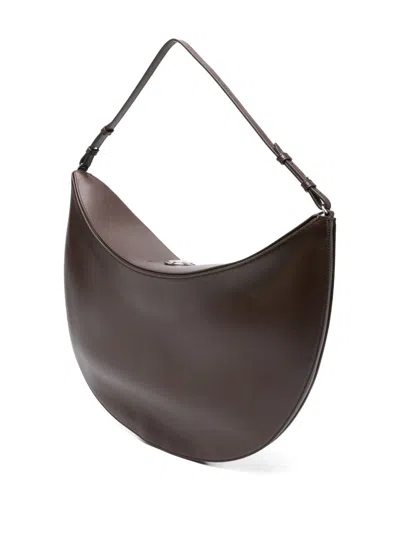 Jacquemus Le Calisso Rond Large Brown Shoulder Bag With Adjustable Strap And Embossed Logo In Leathe