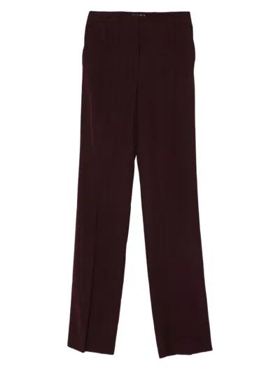 Mugler Straight Boned Pants Woman Burgundy In Burgundy