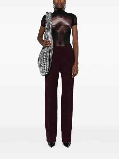 Mugler Straight Boned Pants Woman Burgundy In Burgundy