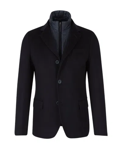 Herno Single-breasted Layered Padded Blazer In Black