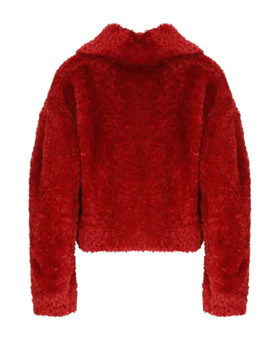 Herno Cropped Fur Jacket In Red