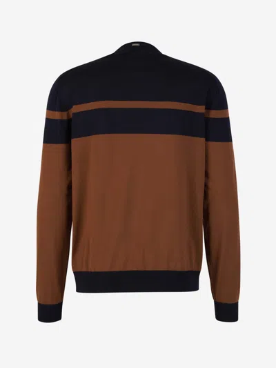 Herno Wool Crewneck Sweater In Brown